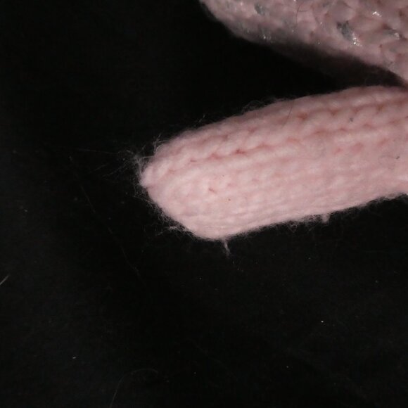 Fleece Lined Pink and Grey Knit Mittens with Shiny Fibers - Picture 12 of 15